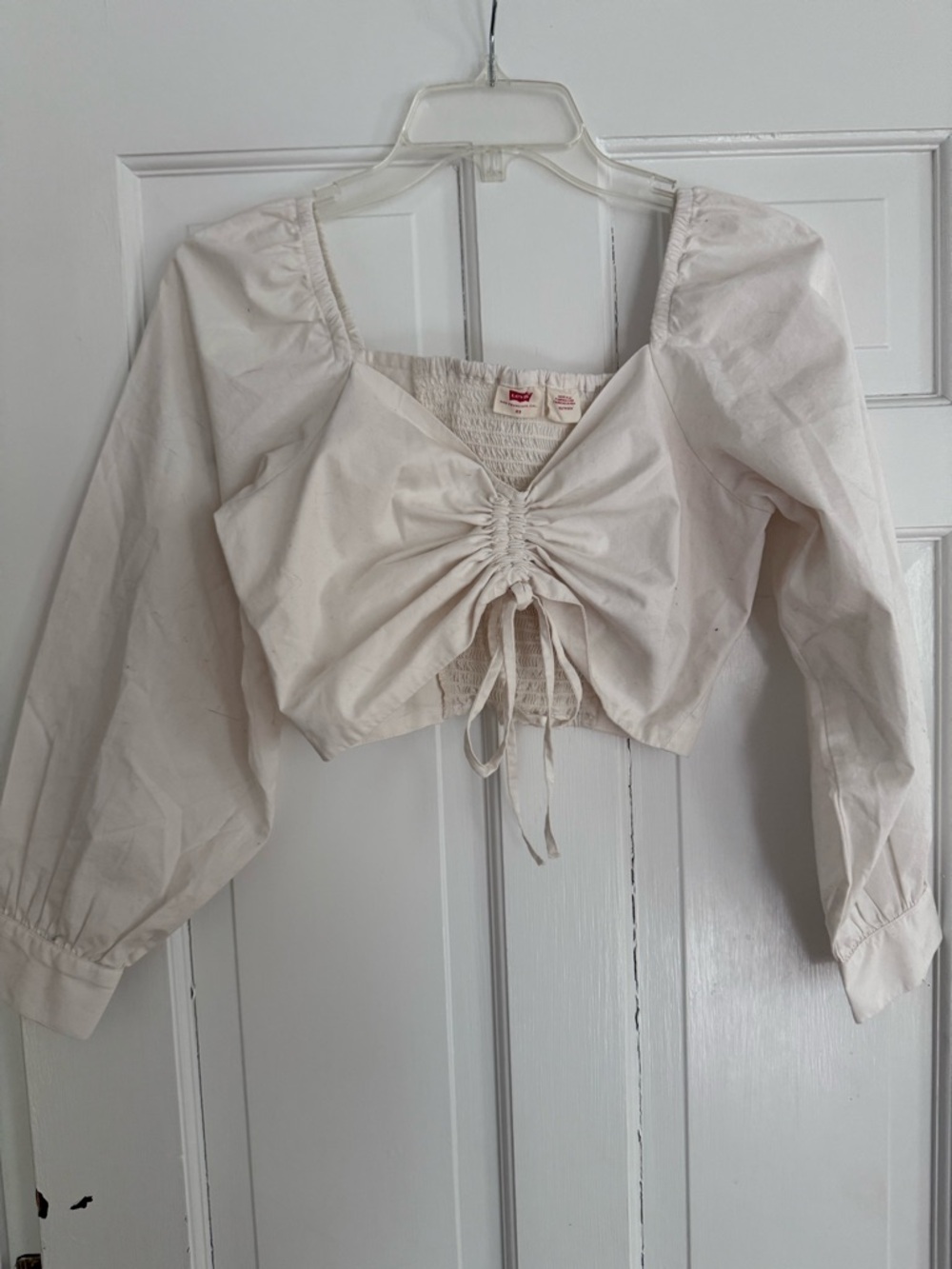 Levi's Cream Ruched Front Top